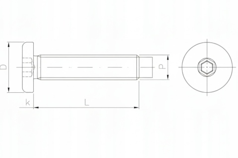 Śruba meblowa imbus łeb płaski M6x80 mm 100szt