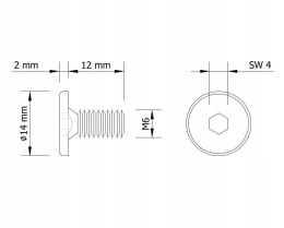 Wkręt z łbem walcowym płaskim imbus śruba M6x10 mm