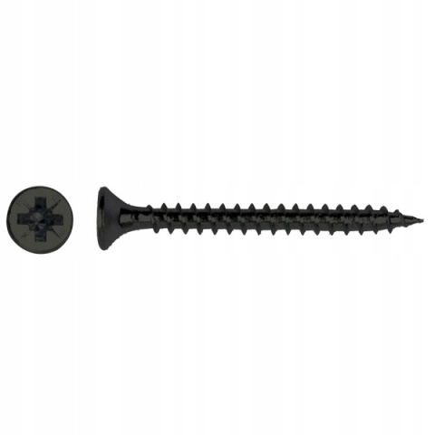 Wkręty hartowane do drewna 4x20 stożkowe czarne powłoka BLACK TOP 200szt