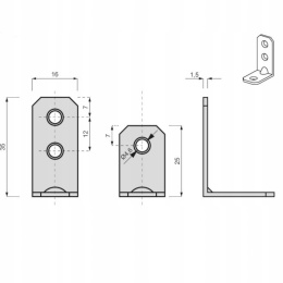 Kątowniki meblowe metalowe 25x35x16 1szt.