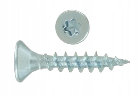WKRĘT DO DREWNA STOŻKOWY OCYNK BIAŁY 4,0 x 25 mm WKRĘTY 1000 sztuk TORX