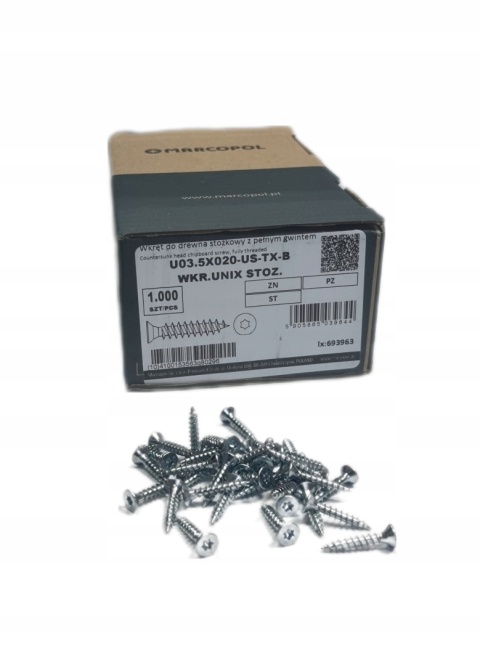 Wkręty do drewna Marcopol 3,5 x 20 mm Torx 1000 szt.