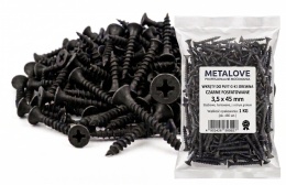 Wkręty do płyt G-K gipsowych do drewna 3,5x45 fosfatowane czarne 1kg