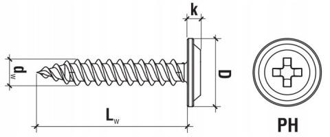 Wkręty podkładkowe do drewna blachy 4,2x13 1000sz