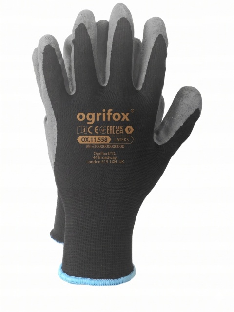 Rękawice Robocze Ogrifox Latex BHP Rozmiar 9 Chwytne Mocne Nowe