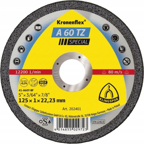 Tarcza tnąca do metalu Klingspor 202401 125x22,2 mm